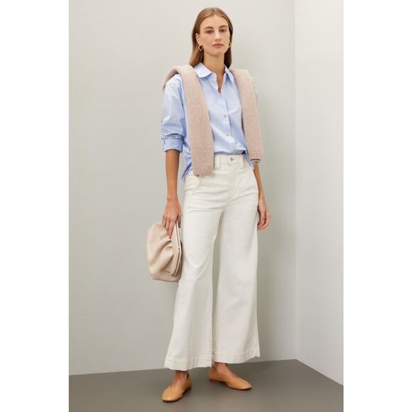 JOES Women's Off-White Avery Ankle Cut Denim Blend Wide-Leg Jeans Size 28 - Picture 1 of 16